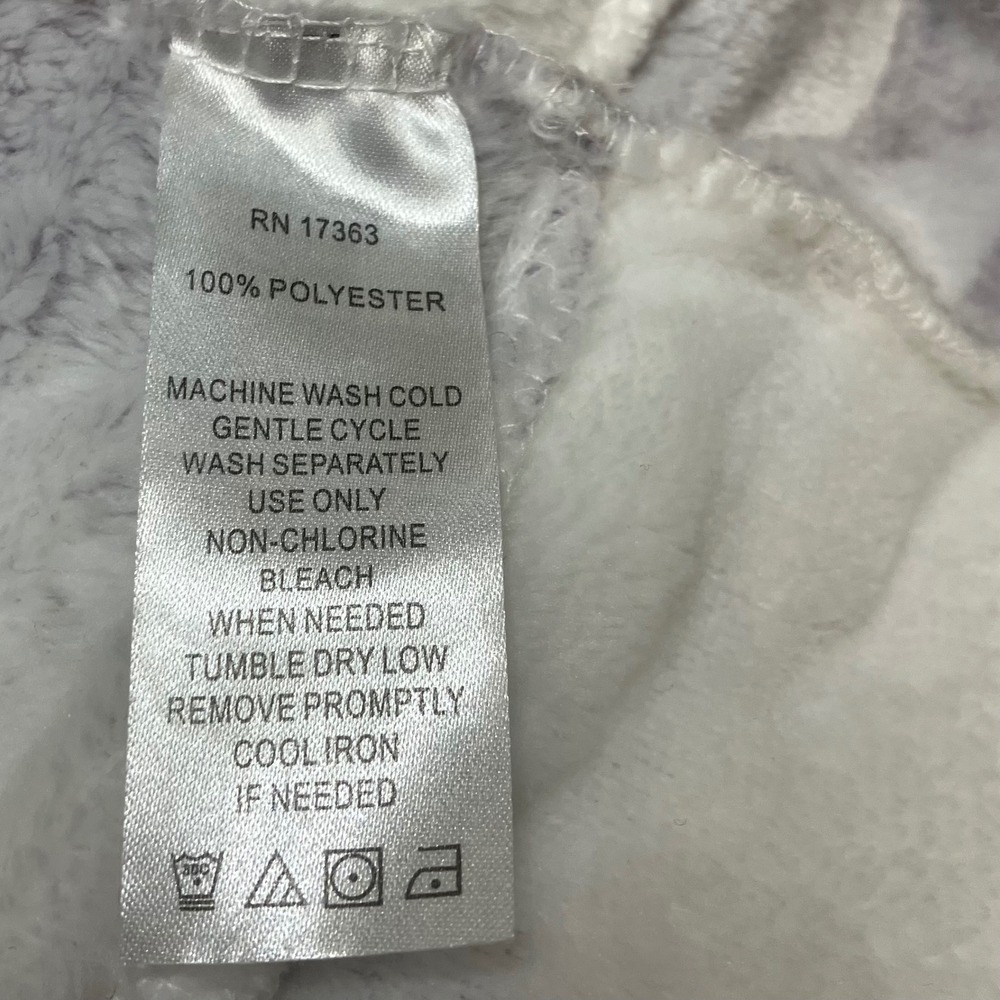 Anne Klein Sport Cowl Neck Fleece Tunic Sweatshirt Grey White Animal Print S EUC - Picture 7 of 11